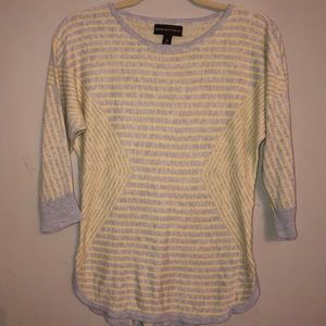 Dana Bachman yellow & gray 3/4 sleeve top M